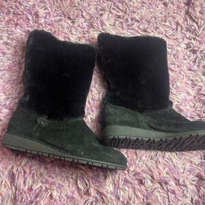 Stuart Weitzman Suede Faux Fur Calf Snow Boots black size 9.5